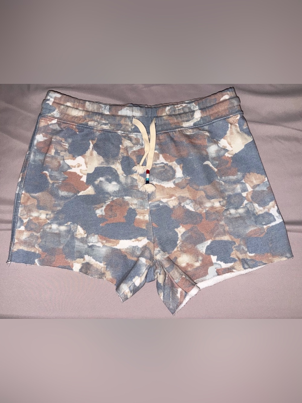 Sol Angeles Watercolor Camouflage Lounge Sweat Shorts W/ Drawstring - NWOT